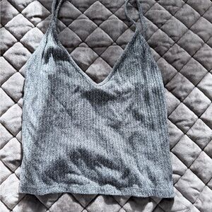 Brandy Melville Grey Knit V-Neck Cami Tank Top